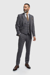 Thomas - Men’s Navy 3 Piece Wool Blend Tweed Suit