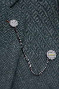 Thomas - Olive Green 3 Piece Wool Blend Tweed Suit