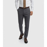 Thomas - Men's Navy Wool Blend Herringbone Tweed Trousers