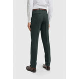 Thomas - Men's Olive Wool Blend Herringbone Tweed Trousers