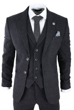 Men's Black Glen Check 3 Piece Suit