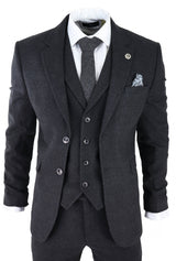 Men's Black Glen Check 3 Piece Suit
