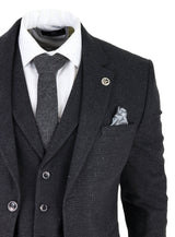 Men's Black Glen Check 3 Piece Suit