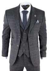 Men's Grey Tartan Check 3 Piece Suit