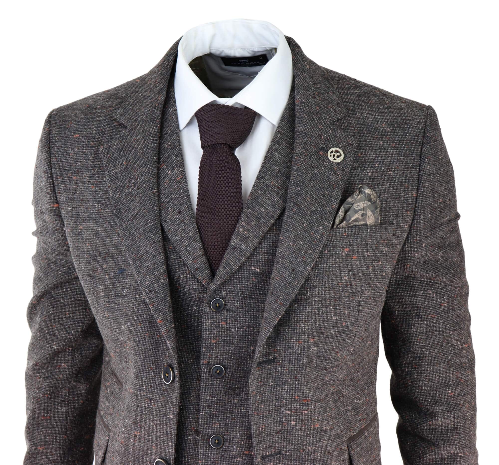 Men's Brown Tweed 3 Piece Suit