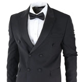 AK-22 - Men's Double Breasted Black Tuxedo Dinner Wedding Suit