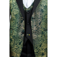 AK-28 - Men's 3 Piece Green Paisley Wedding Suit