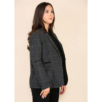Women's Tweed Check Blazer Grey Suit