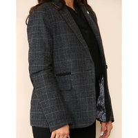 Women's Tweed Check Blazer Grey Suit