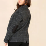 Women's Tweed Check Blazer Grey Suit