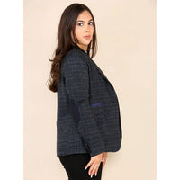 Women's Tweed Check Blazer Blue Suit
