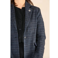 Women's Tweed Check Blazer Blue Suit
