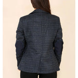 Women's Tweed Check Blazer Blue Suit