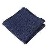 Men's Tweed Blue Herringbone Tie & Pocket Square Set