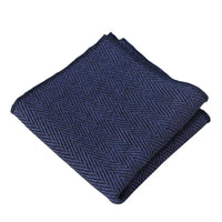 Men's Tweed Blue Herringbone Tie & Pocket Square Set