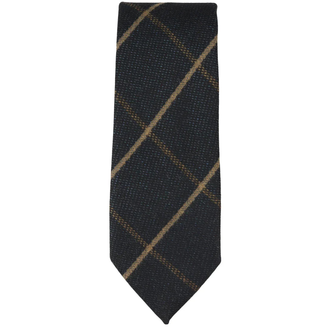 Men's Tweed Navy Herringbone Tie & Pocket Square Set