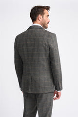 Cavani Albert - Men's Herringbone Tweed Check 3 Piece Suit - Charcoal