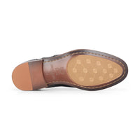 Albert - Men's Black Leather Tweed Detailing Brogue Shoes