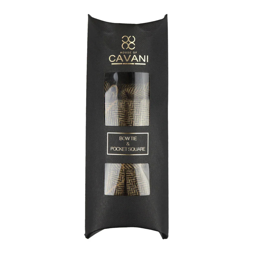 Albert - Men's Brown Herringbone Tweed Check Bow Tie