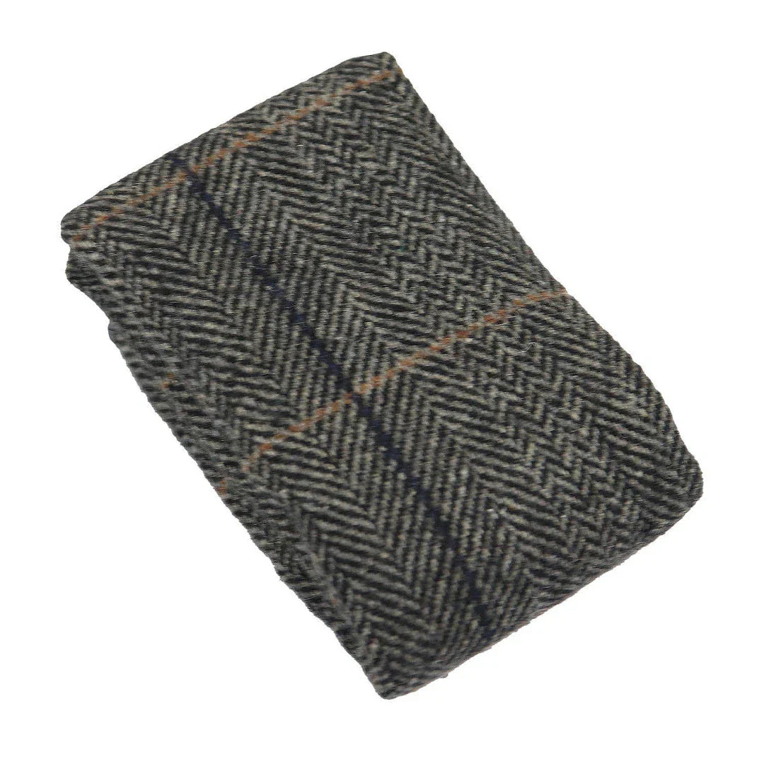 Albert - Men's Grey Herringbone Tweed Check Bow Tie