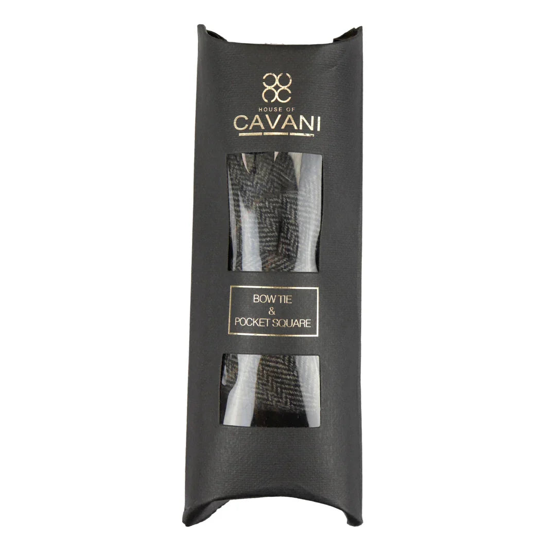 Albert - Men's Grey Herringbone Tweed Check Bow Tie