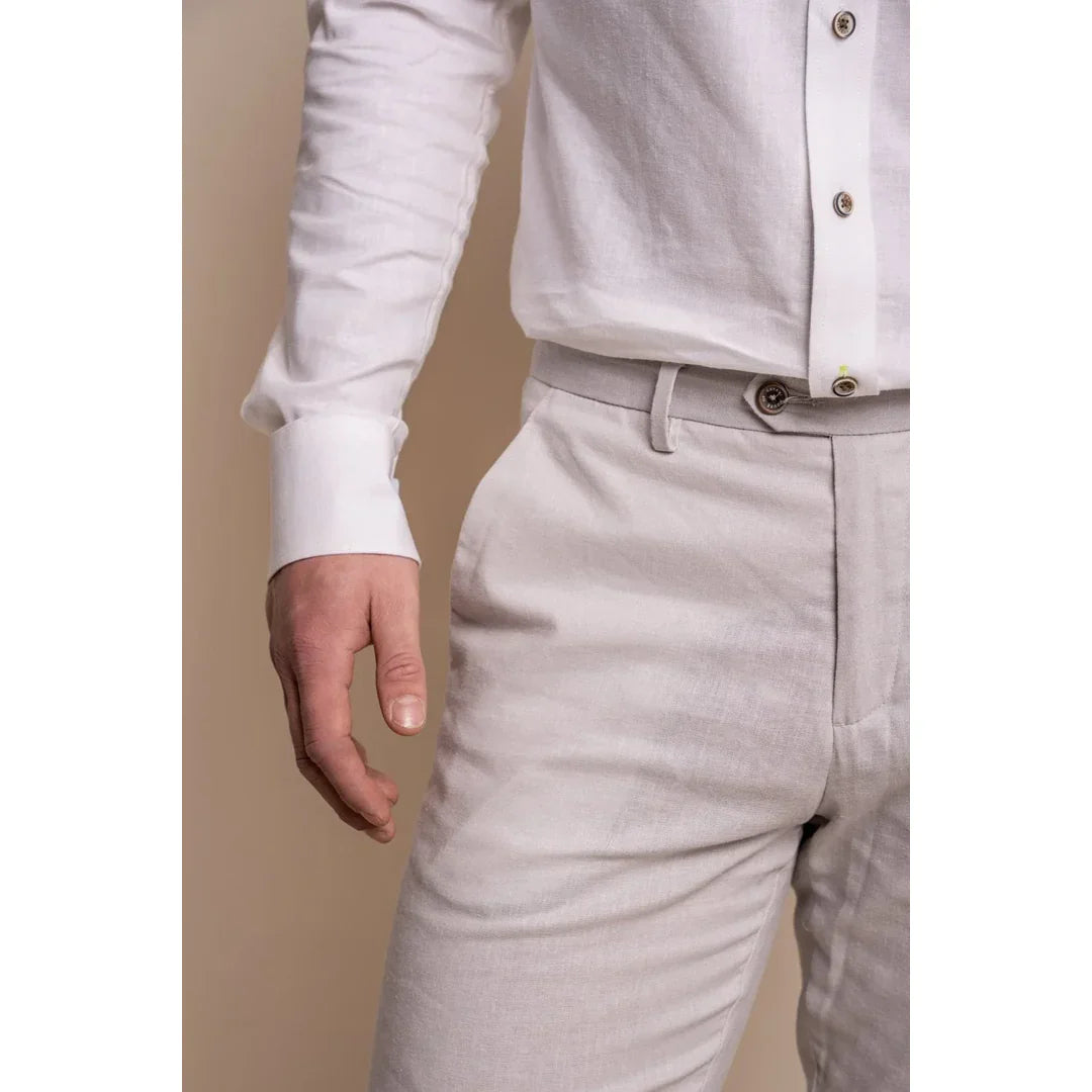 Alvari - Men's Grey Linen Summer Trouser