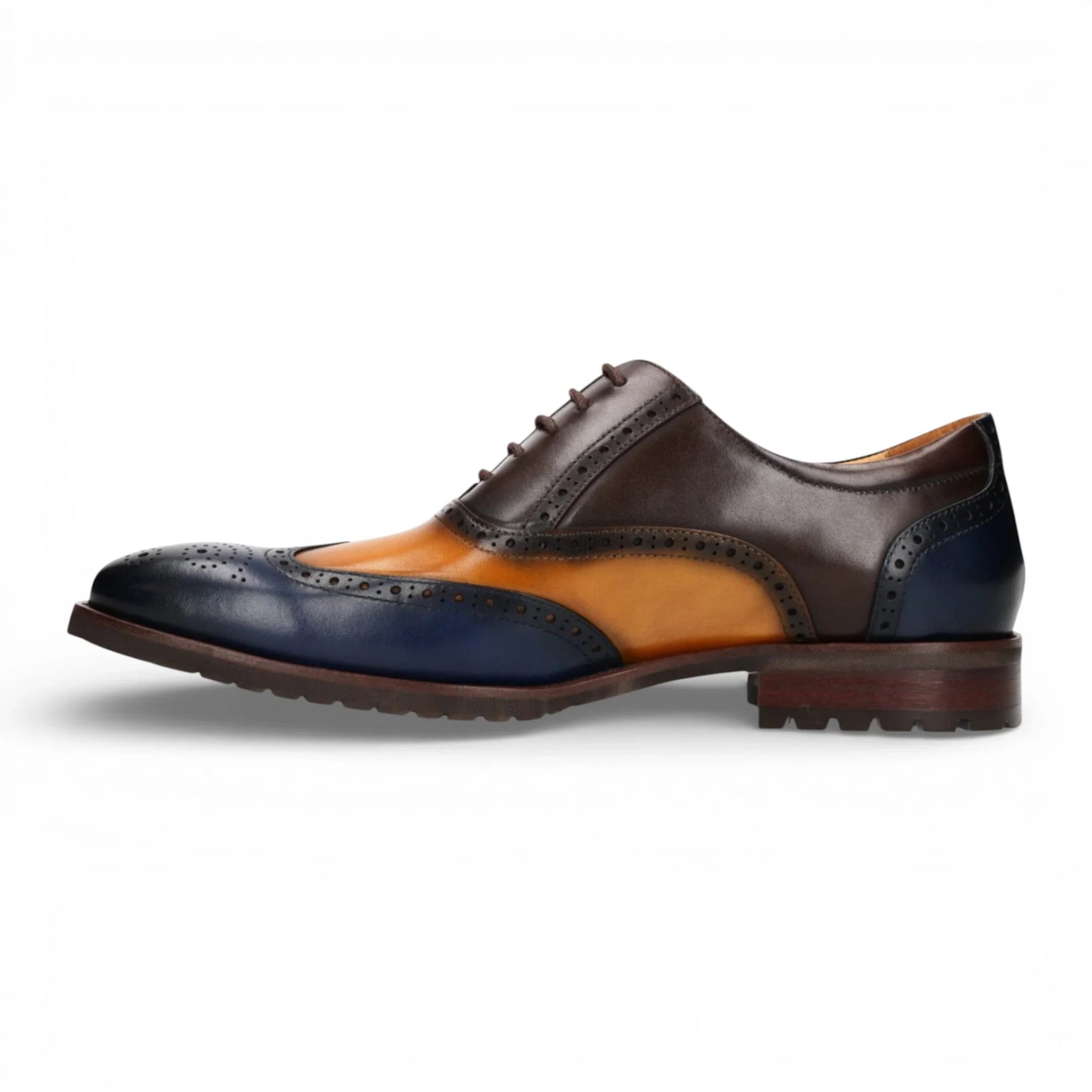 Antonin 01 - Men's Blue Brown Leather Oxford Shoes