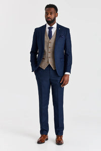 Arthur Navy Suit with Harris Brown Contrasting Tweed Waistcoat