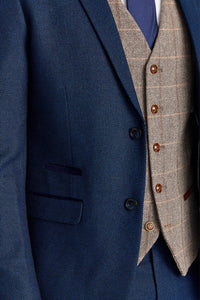 Arthur Navy Suit with Harris Brown Contrasting Tweed Waistcoat