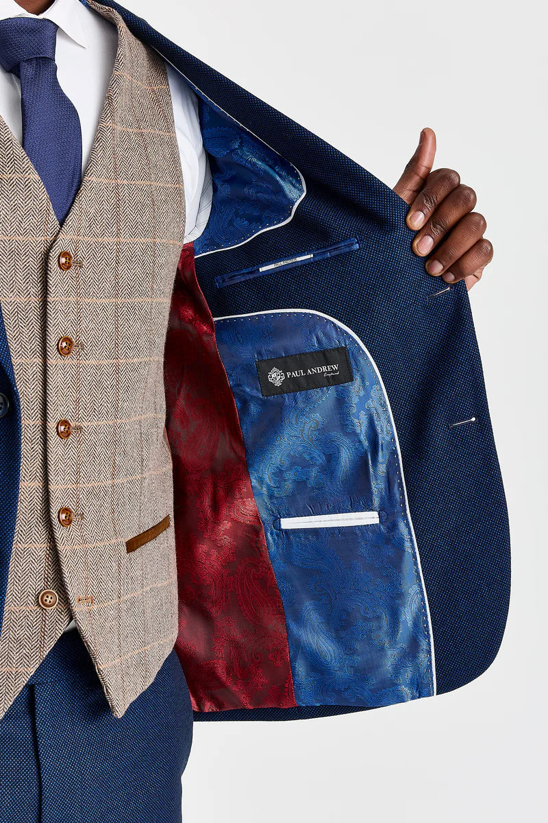 Arthur Navy Suit with Harris Brown Contrasting Tweed Waistcoat