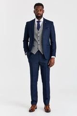 Arthur Navy Suit with Harris Grey Contrasting Tweed Waistcoat