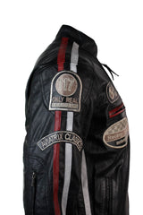 Real Leather Classic Retro Mens Biker Racer Jacket Desert Brown Grey Casual-Black