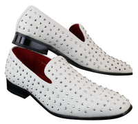 Mens Suede Slip On Loafers Shoes Stud Spikes Silver Smart Casual Shiny Party