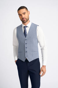 Baresi Men's 3-Piece Grey and Navy Contrasting Classic Summer Check Suit