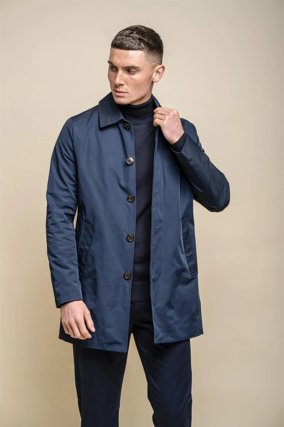 Barracuda - Men's Lightweight Classic Trench Coat Navy