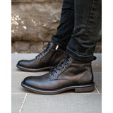 Beau - Men's Black Lace Up Side Zip Leather Chelsea Boots