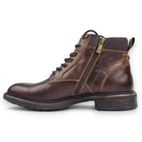 Beau - Men's Brown Lace Up Side Zip Leather Chelsea Boots