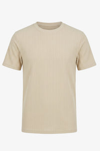 Beige Ribbed Classic TShirt for Men