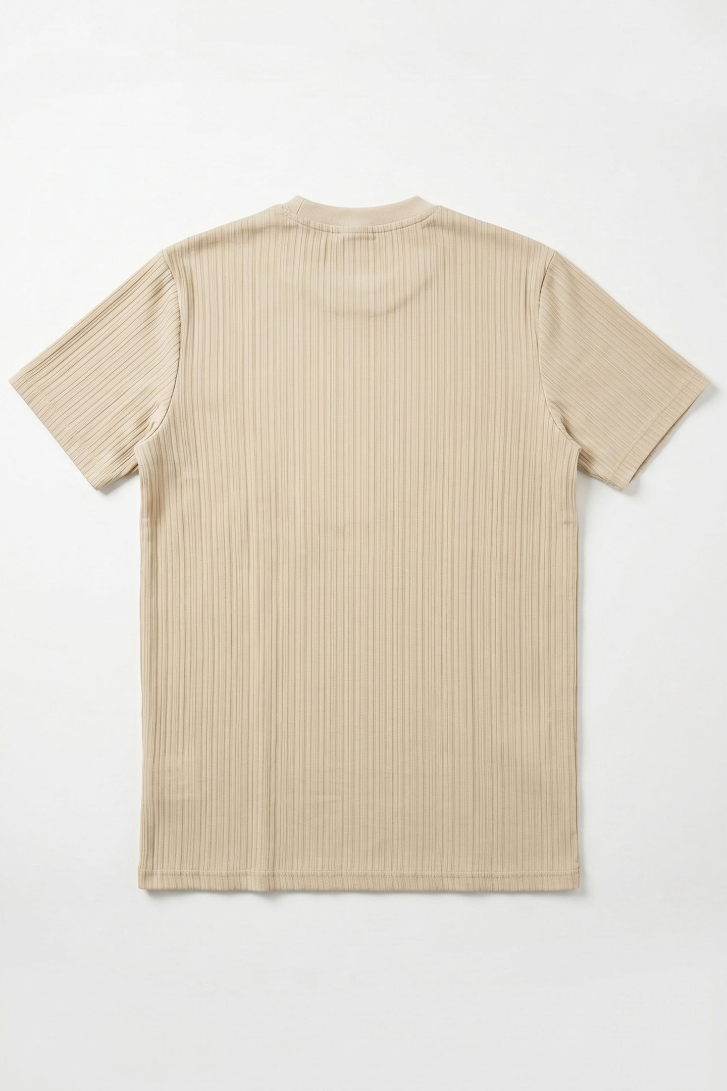 Beige Ribbed Classic TShirt for Men