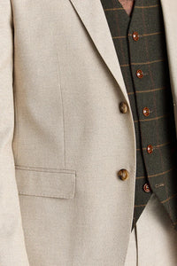 Belmont Beige Suit with Harris Green Tweed Waistcoat