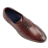 Mens Real Full Leather Black Welted Derby Shoes Smart Casual Burgundy Wine Classic Vintage
