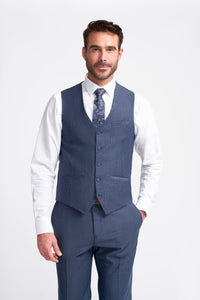Bond - Men's Navy Check 3 Piece Tailored Fit Suit