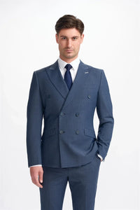 Bond - Men's Navy Check Double Breasted Blazer