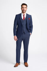 Bond - Men's Navy 3 Piece Tailored Fit Suit