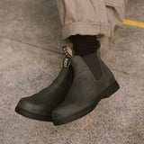 Booma 607 - Olive Green Leather Chelsea Boots