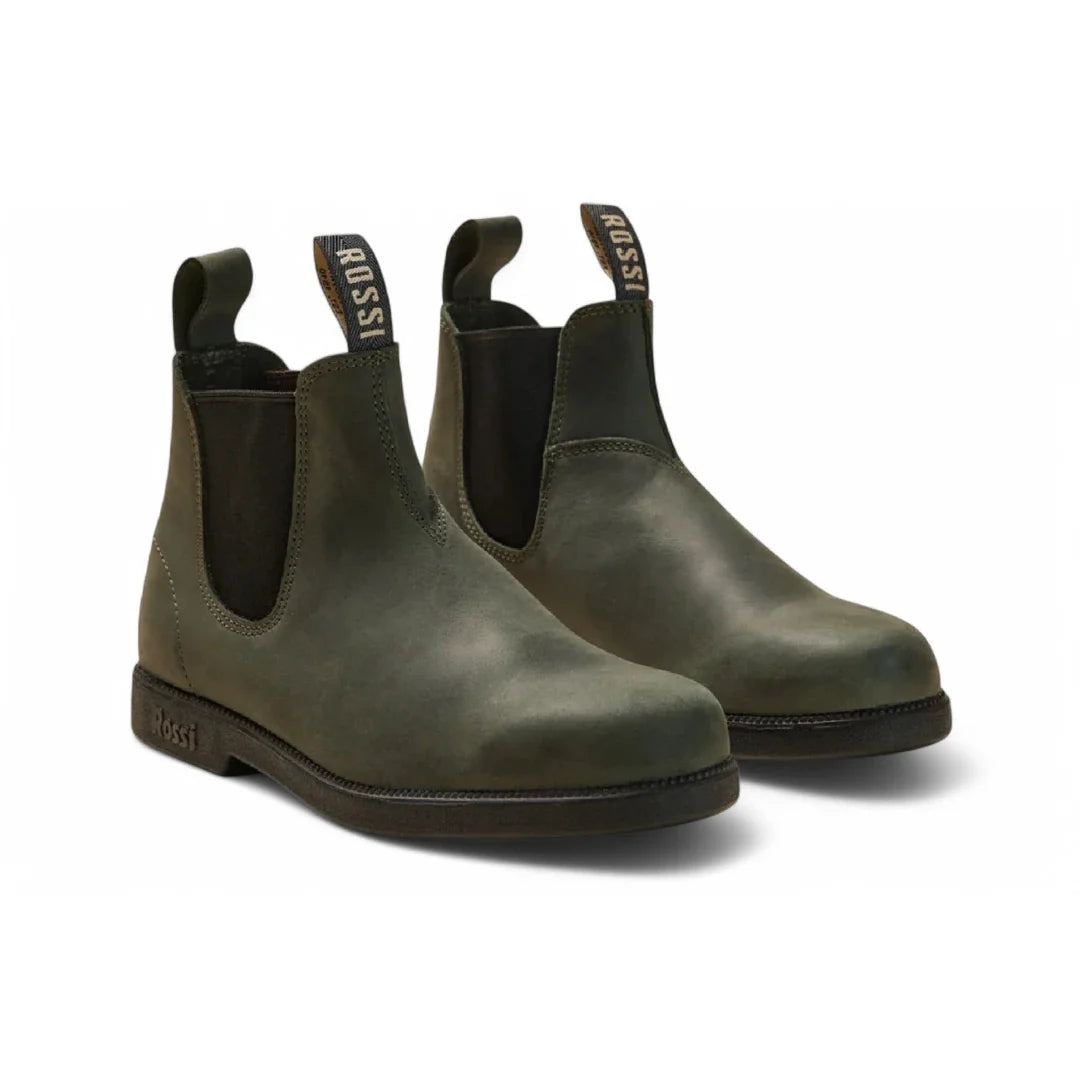Booma 607 - Olive Green Leather Chelsea Boots