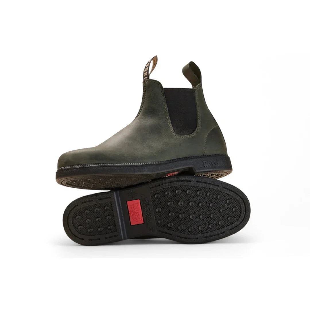 Booma 607 - Olive Green Leather Chelsea Boots