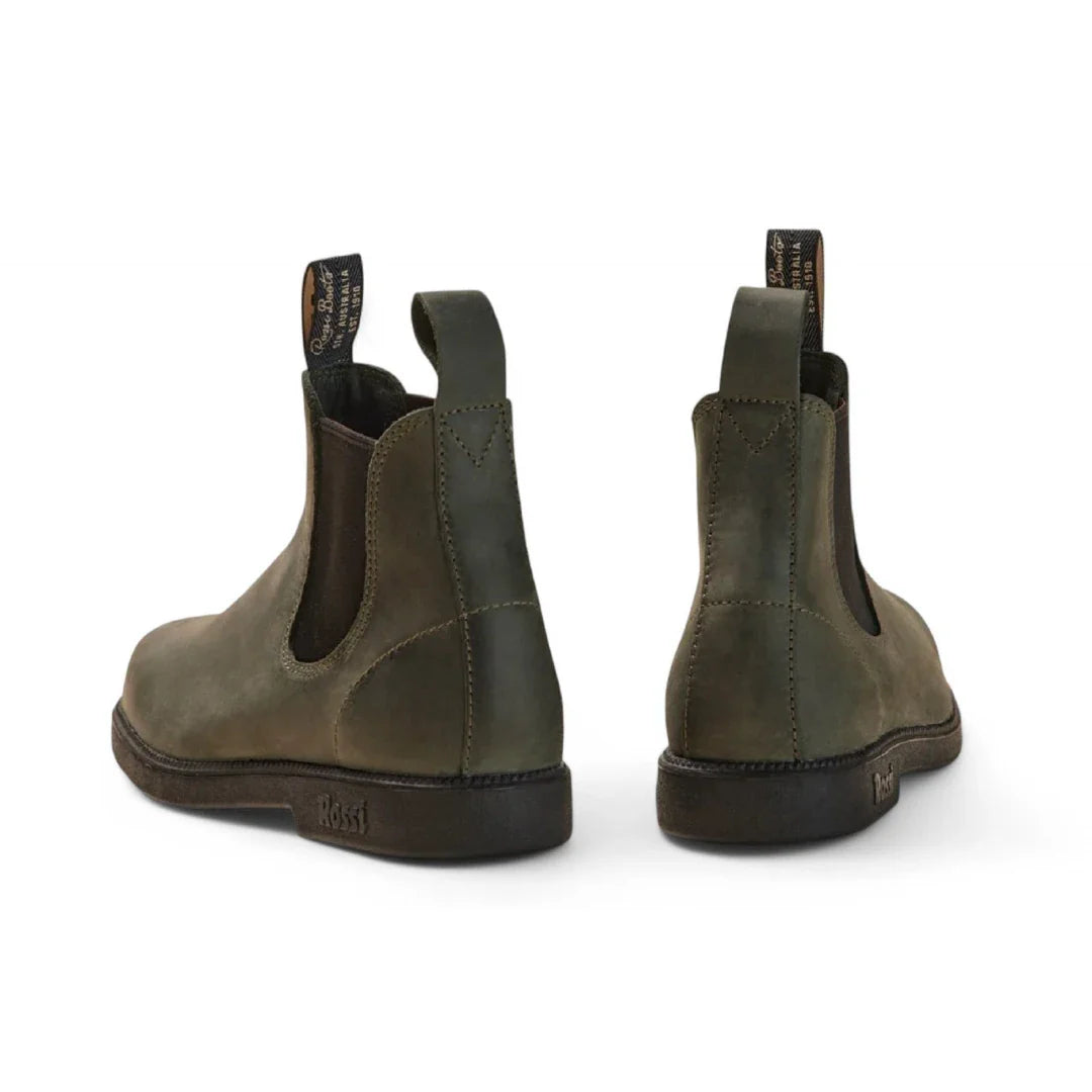Booma 607 - Olive Green Leather Chelsea Boots