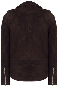 Real Leather Vintage Cross-Zip Brando Suede Men's Jacket-Brown