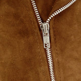 Real Leather Men's Vintage Cross-Zip Brando Suede Jacket - Camel